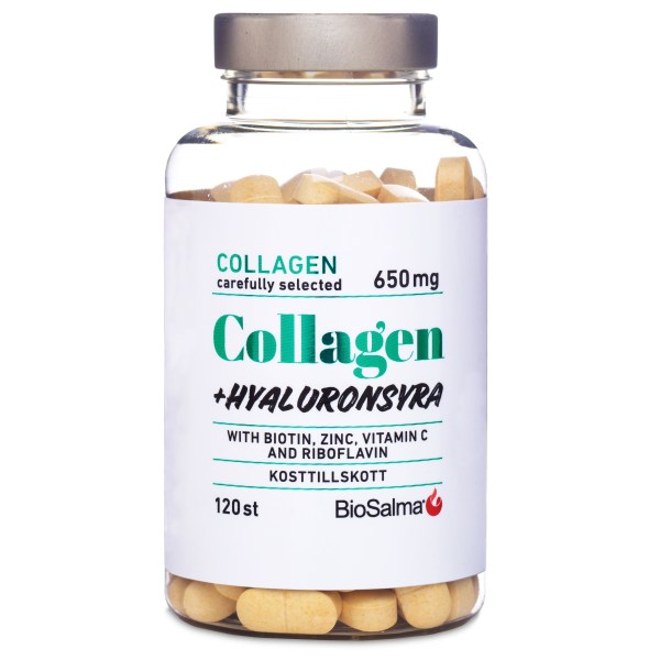 BioSalma Collagen 650 mg + Hyaluronsyra, 120 tabletter billede