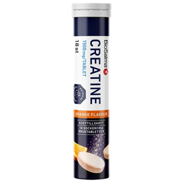 BioSalma Creatine Brusetabletter, Appelsin, 18 brusetabletter billede