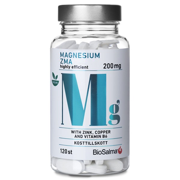 BioSalma Magnesium ZMA 200 mg, 120 tabletter billede