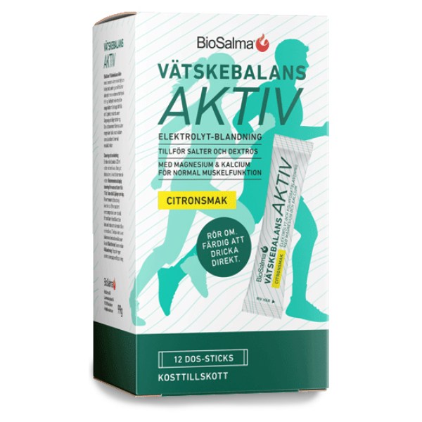 BioSalma Væskebalance Aktiv, Citronsmag, 12 sticks billede