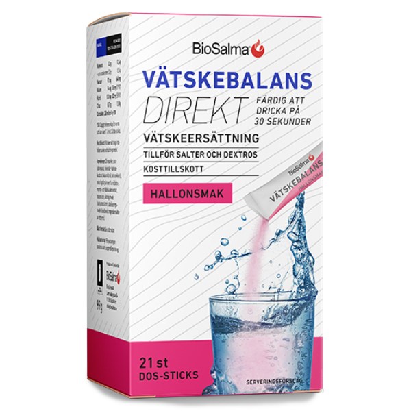 BioSalma Væskebalance Direkt, Hindbærsmag, 21 doseringssticks billede