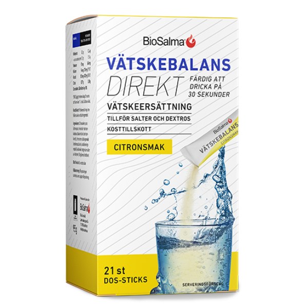BioSalma Væskebalance Direkt, Citronsmag, 21 doseringssticks billede
