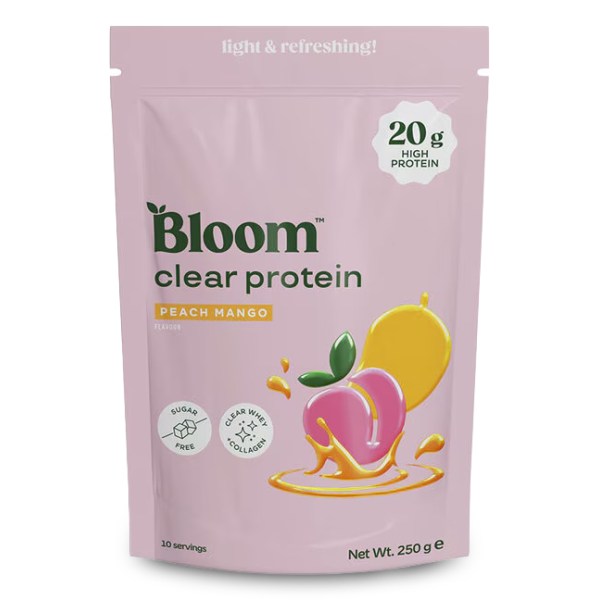 BLOOM Clear Protein Collagen, Peach Mango, 250 g billede