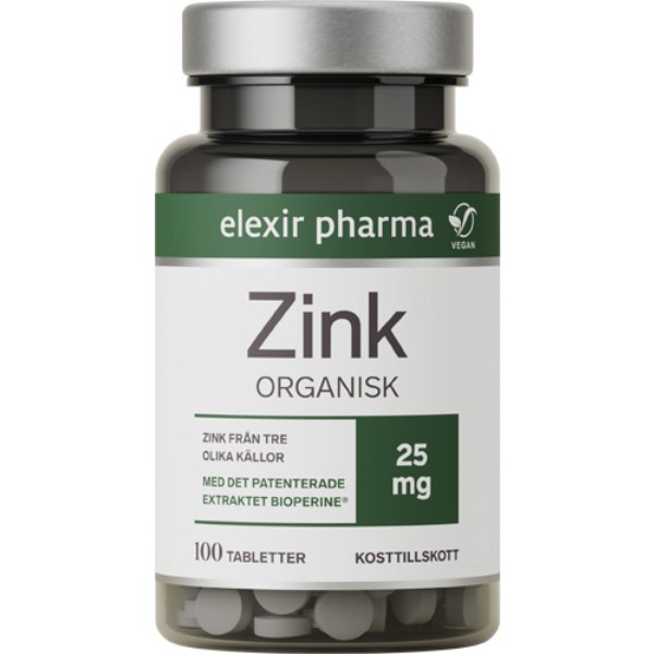 Elexir Pharma Organisk Zink, 100 tabl billede