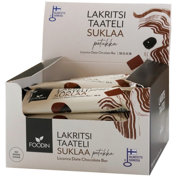 Foodin Licorice Date Bar, Chocolate, 18-pak
