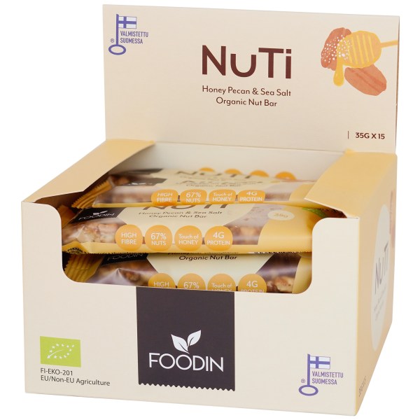 Foodin NUTI Bar Organic, Honey, Pecans & Sea Salt, 15-pak