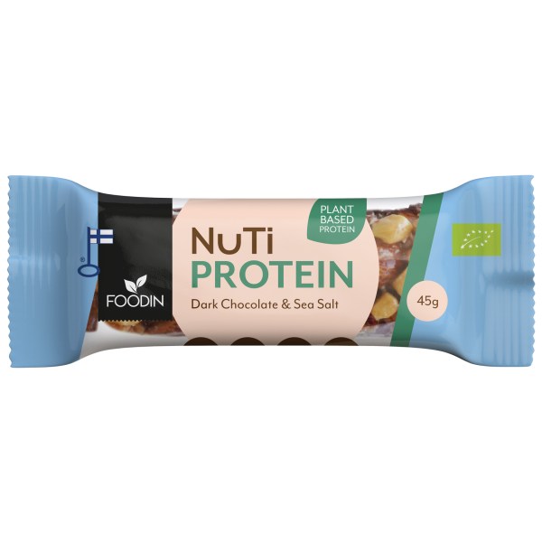 Foodin NUTI Protein Bar Organic, Dark Chocolate & Sea Salt, 45 g