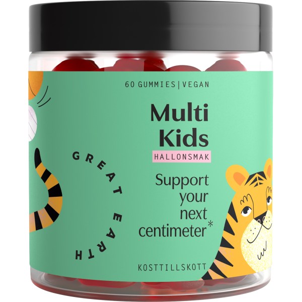 Great Earth Multi Kids, Hindbær, 60 Gummies