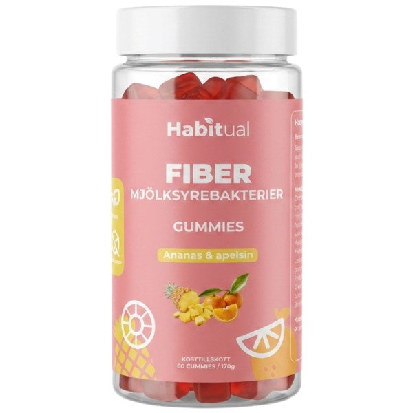 Habitual Fiber/Mælkesyrebakterie Gummies, Ananas & Appelsin, 60 Gummies billede