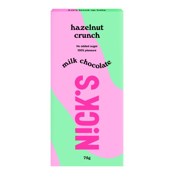 Nicks Milk Chocolate, Hazelnut crunch, 75 g billede