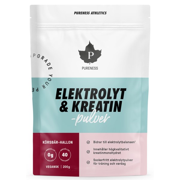 Pureness Elektrolyt- & Kreatinpulver, Kirsebær-Hindbær, 200 g billede