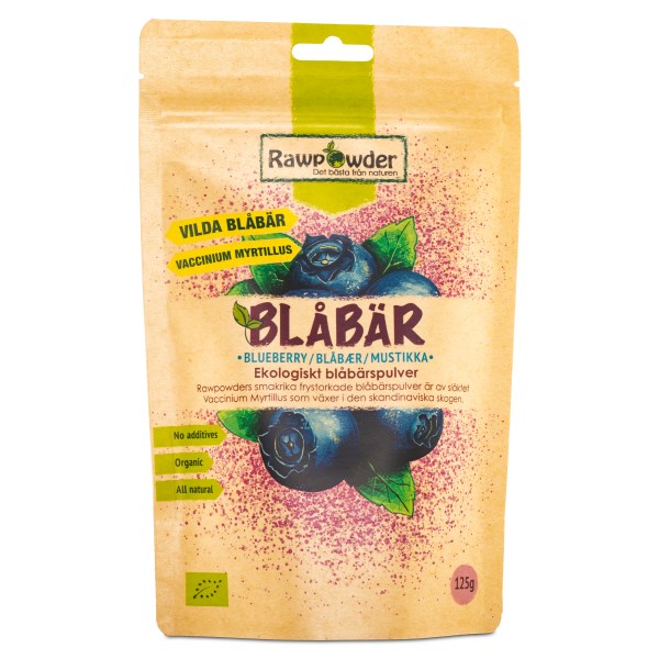 RawPowder Blåbærs pulver ØKO, 125 g billede