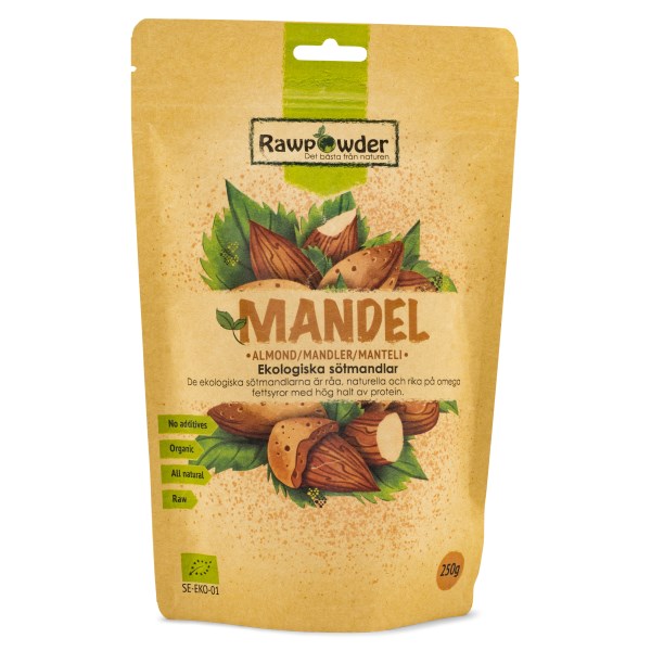 RawPowder Mandel ØKO, 250 g billede