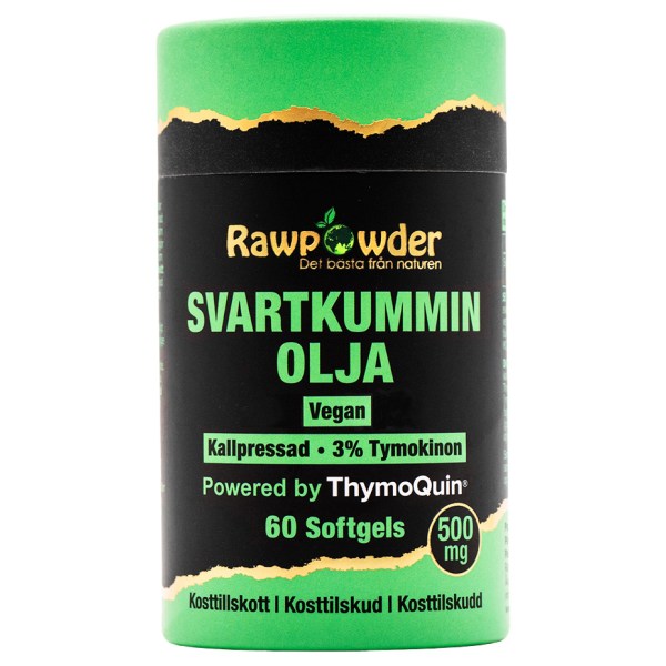RawPowder Sortkommenolie 500 mg, 60 softgel