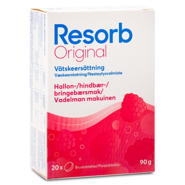 Resorb Original, 20 brusetabletter, Raspberry