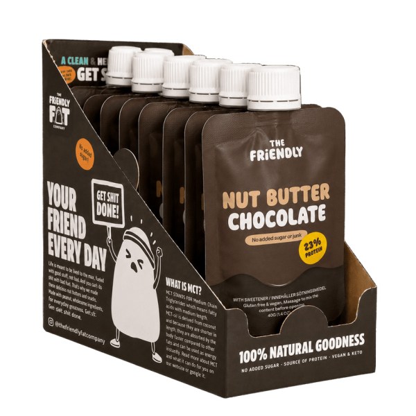 The Friendly Fat Company Fat-Pack Nutbutter, Chocolate, 12-pak billede