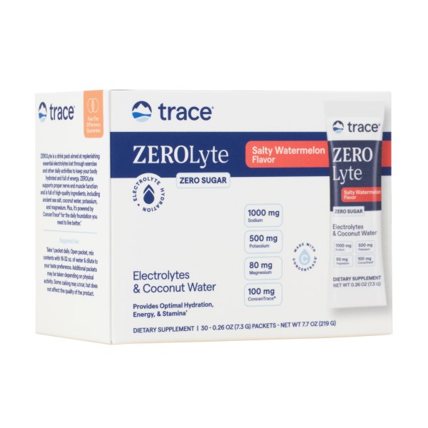 Trace Minerals ZEROlyte Electrolyte Drink Mix Salty, Watermelon, 30-pak