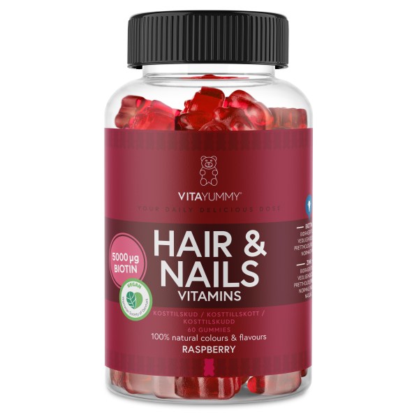 VitaYummy Hair & Nails, Raspberry, 60 Gummies billede