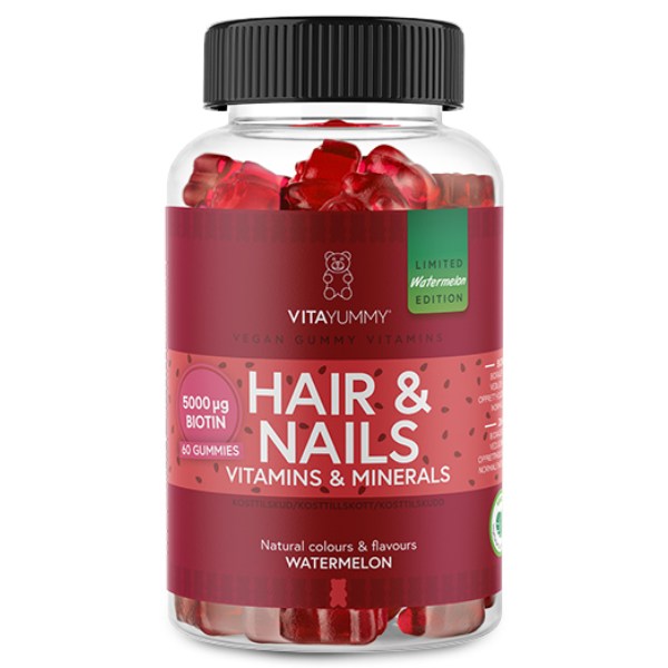 VitaYummy Hair & Nails, Watermelon, 60 Gummies billede