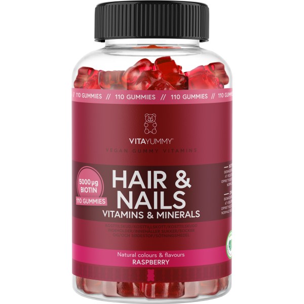 VitaYummy Hair & Nails, Raspberry, 110 Gummies billede