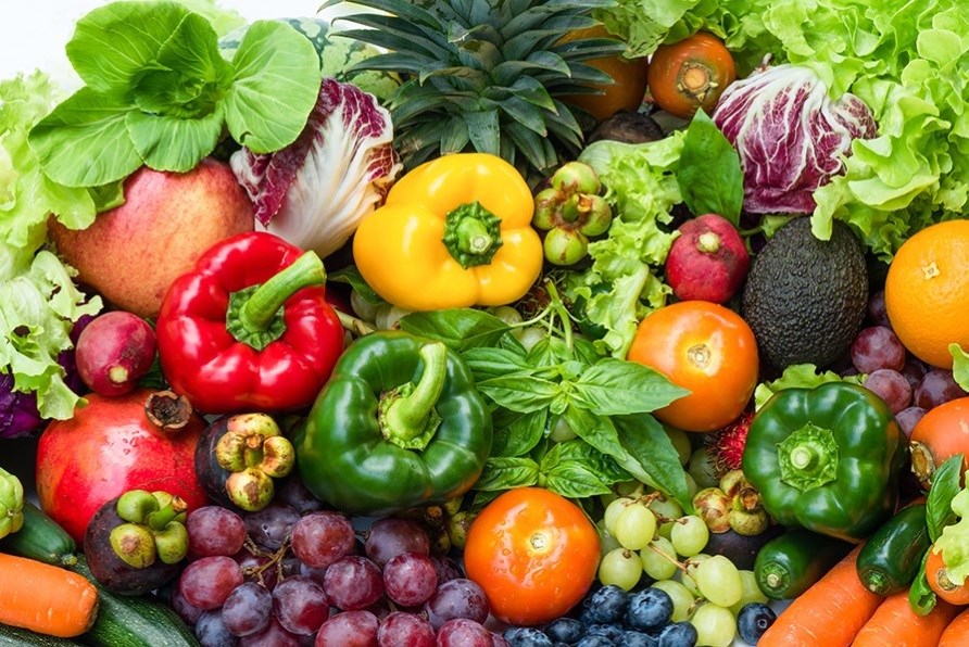 Forskellige frugter og grntsager