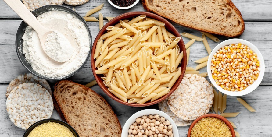 Forskellige f�devarer der indeholder gluten.