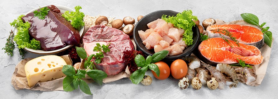 Forskellige animalske fødevarer der er rige på vitamin B12. Forskellige animalske fødevarer der er rige på vitamin B12.