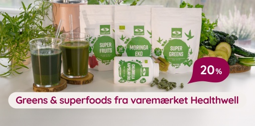 F� 20% p� alt indenfor greens, detox og superfoods fra Healthwell